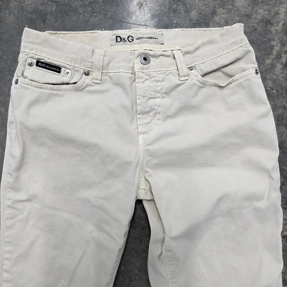 Vtg D&G‎ Dolce & Gabbana Beige Bootcut Flare Jeans Low Rise Designer Women's - Picture 3 of 8
